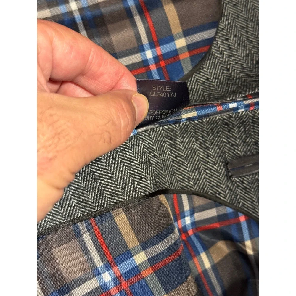US Polo Assn Mens Grey Herringbone Blazer Elbow Patch Plaid Lining GLE4017J